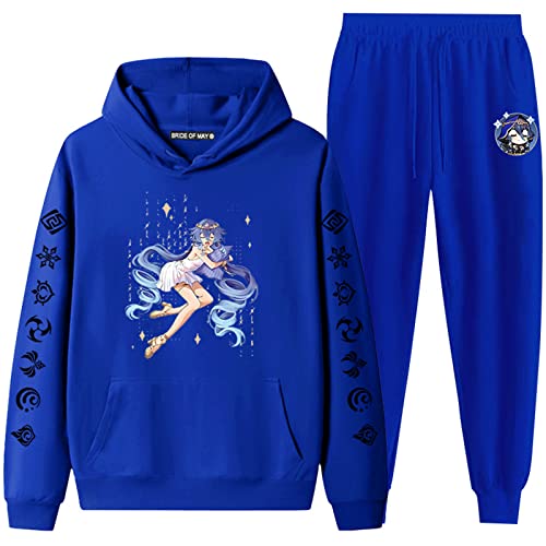Genshin Impact Layla Hoodie und Jogger Pants Set Game Cosplay Harajuku Bedrucktes Kapuzen-Sweatshirt-Set für Männer und Frauen