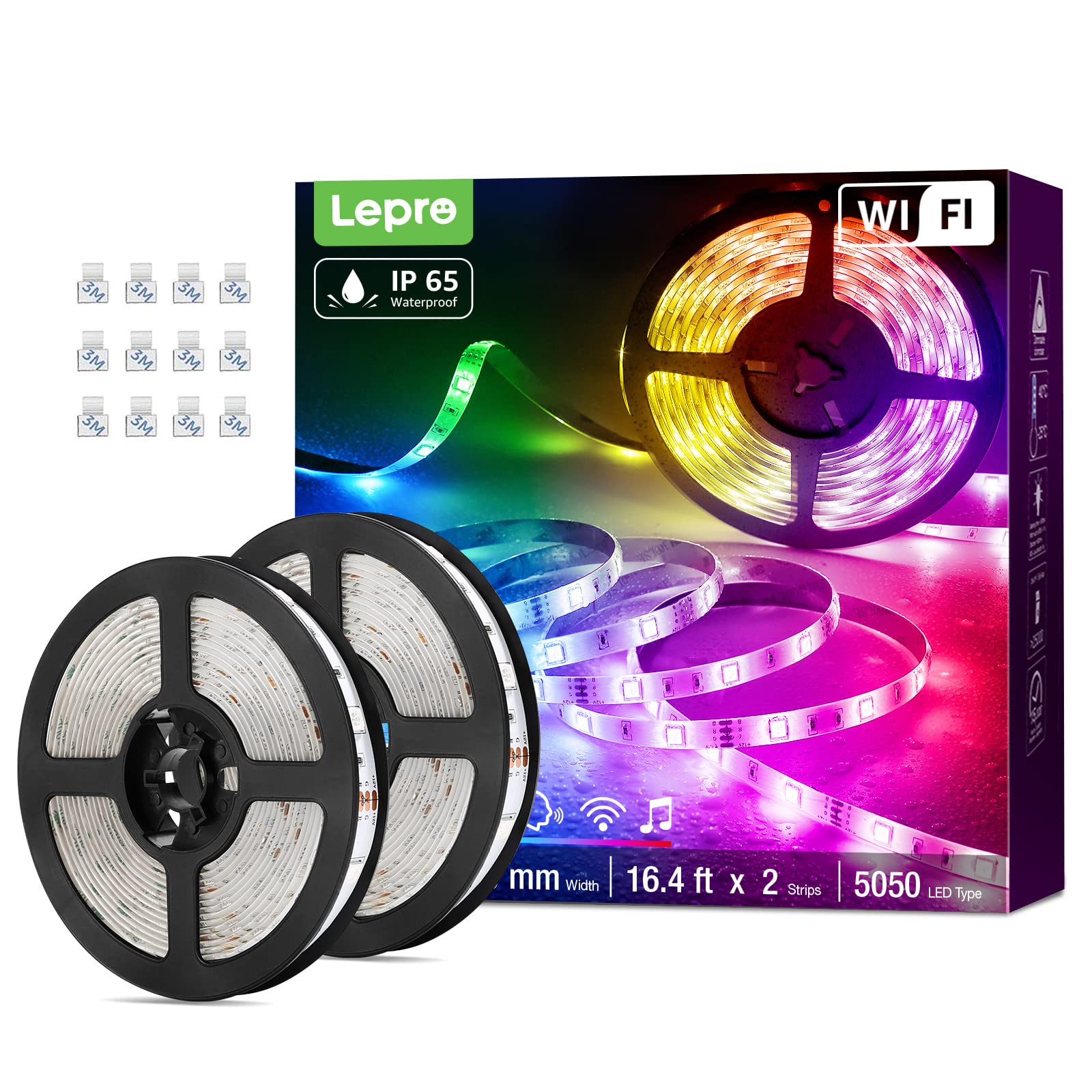 Lepro Smart LED Strip 10M,2x5M,RGB Dimmbar 300 LEDs, LED Streifen Wifi,Wlan LED Band IP65 Wasserdicht,Selbstklebend Superhell Lichtband Lichterkette Stripes Außen, Kompatibel mit Alexa,App,Google Home