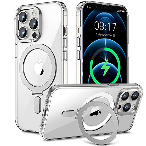 Hülle Magnetisch Ständer für iPhone 12 Pro Max - 【Kompatibel mit Mag Safe】【Handyhülle Durchsichtig】【Kameraschutz Kratzfest】【Militärschutz Stoßfest Case】 Schutzhülle Durchsichtig für 13 ProMax (6.1'')