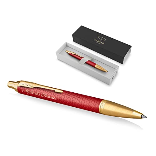 Parker IM Premium Kugelschreiber Twist mit Gravur | Premium Stift | Geschenkbox | blaue Tinte | edel | personalisiertes Geschenk | Namen | graviert | Jahrestag | Geburtstag (Red G.C.)