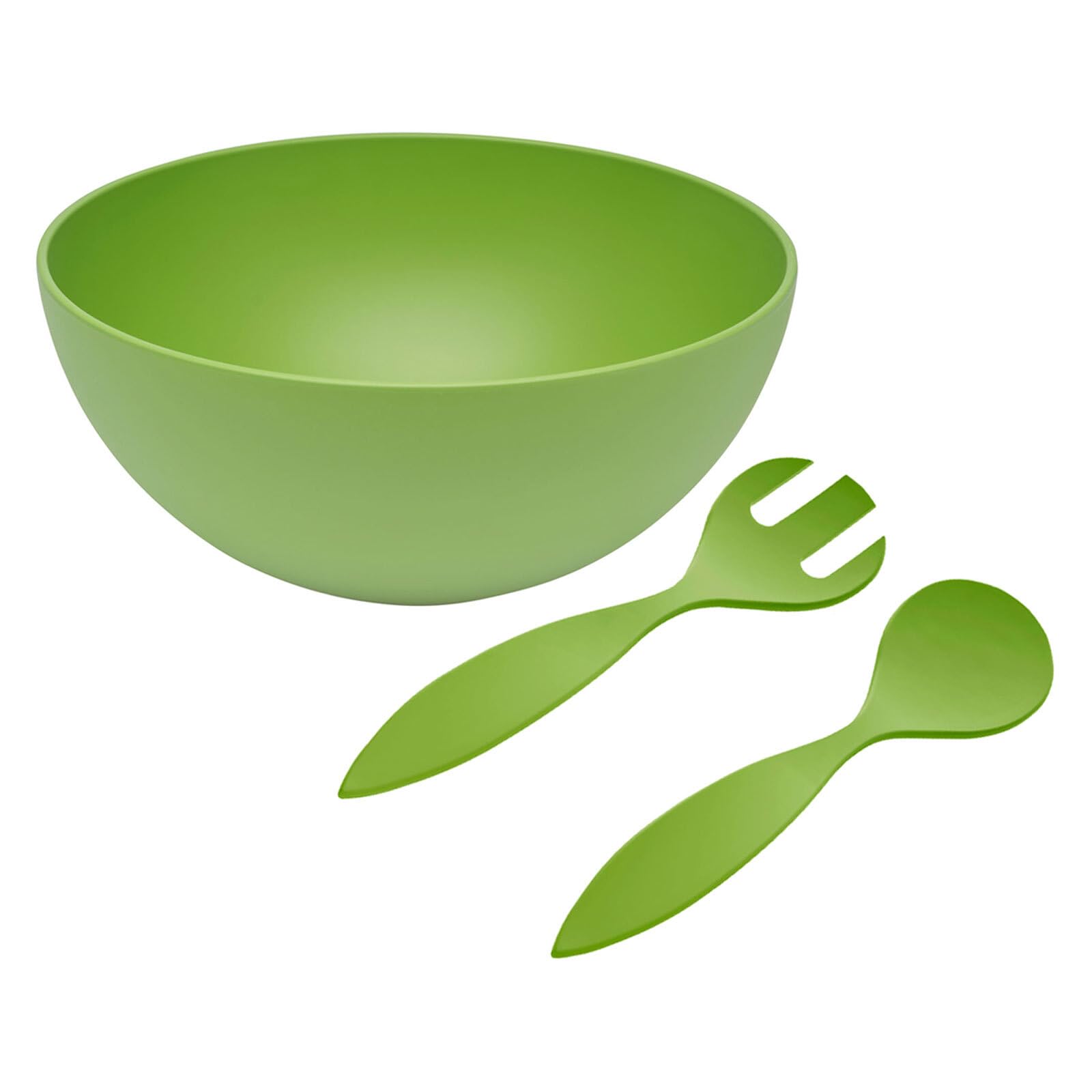Magu Natur-Design Schüssel Grün mit Salatbesteck Ø 26 cm aus einem Polymer aus natürlichen Materialien Schüsselset Salatschüssel