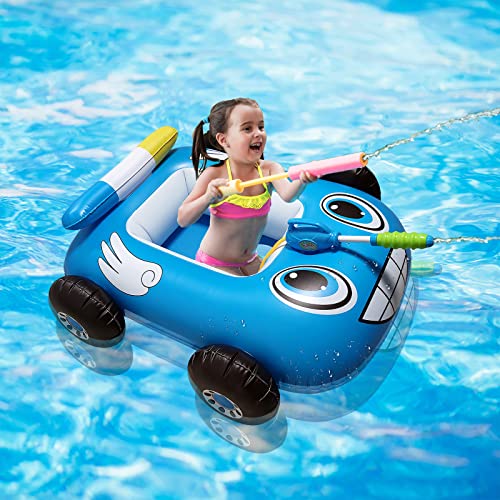 Balakaka Pool Float Schwimmring Kinder mit Wasserpistole, Aufblasbarer Piratenboot Schlauchboot Schwimmreifen Sommer Wasser Strand Swimmingpool Spielzeug für Kleinkind von 2-10 Jahre-Blau