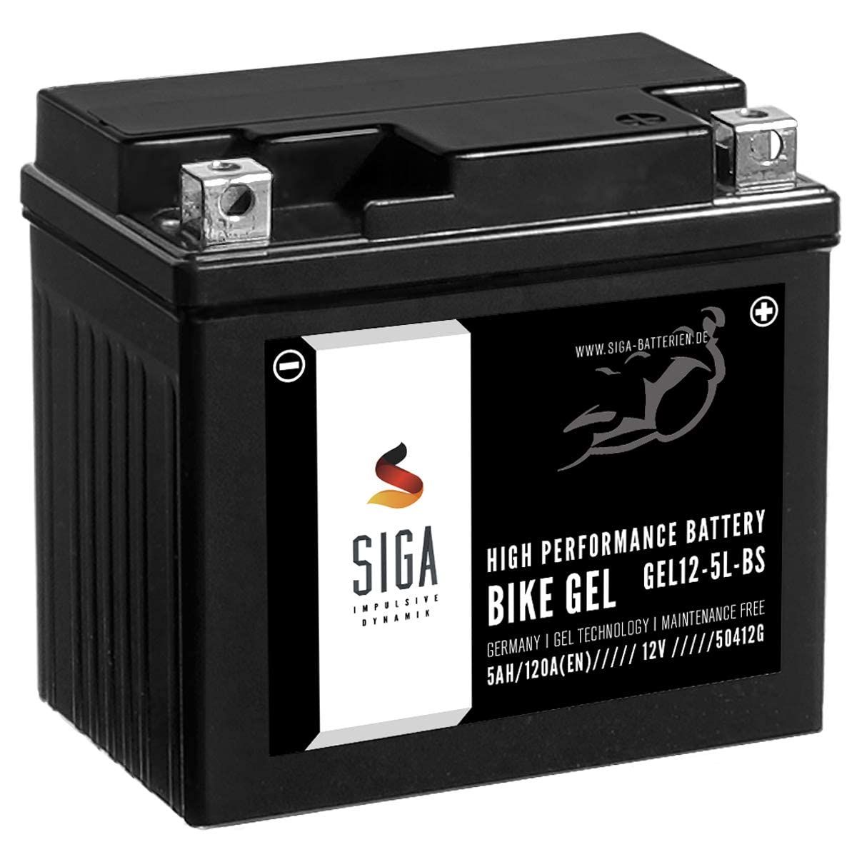 SIGA Gel Motorradbatterie 12V 5Ah 120A/EN YTX5L-BS Gel Batterie GEL12-5L-BS YTX5L-4 CTX5L-BS ETX-5L-BS GTX5L-BS 50412LF