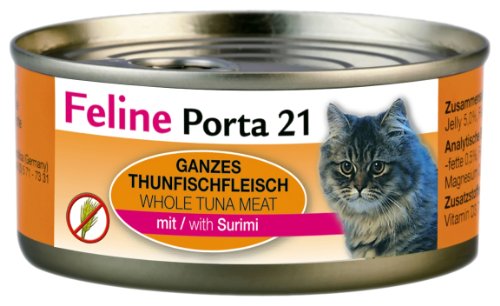 Feline Porta Katzenfutter Feline Porta 21 Thunfisch plus Krebse 156 g, 24er Pack (24 x 156 g)