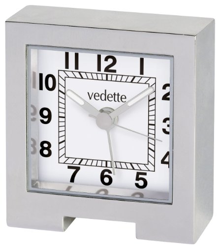 Vedette Unisex Erwachsene-Wecker, Silber, VR50019 Messing, Quarz Analog, Zifferblatt weiß