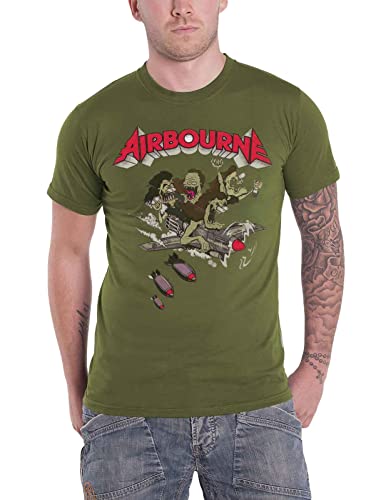 Airbourne Nitro Männer T-Shirt Oliv XL 100% Baumwolle Band-Merch, Bands, Nachhaltigkeit