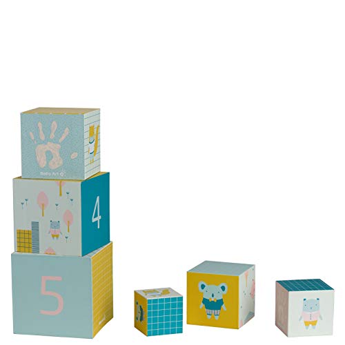 Baby Art Personalisierbare stapelbare Würfel mit Hand- und Fußabdruck-Set, Pappwürfel, Lernspiel für Kinder, Pastellfarben