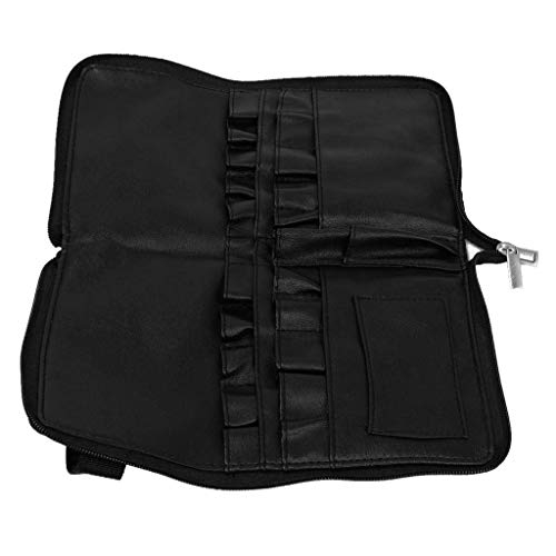 Tubayia PU Leder Kosmetiktasche Kosmetik Make-up Pinsel Tasche Organizer mit Gürtel