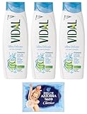 3er-Pack Vidal Shampoo Ultra Delicato Tutti i Tipi di Capelli,Shampoo für alle Haartypen geeignet,250ml + 1er-Pack Kostenlos Felce Azzurra Talkumpuder, 100g-Beutel