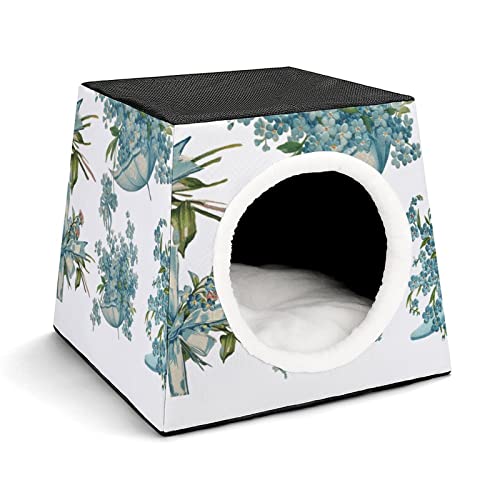 Haustier Haus Sofa Bedrucktes Katzenhaus Katzenbett Indoor Katzenwürfel für Kleine Hunde Kitty Stabil und Warm Blumenkorb im britischen Stil