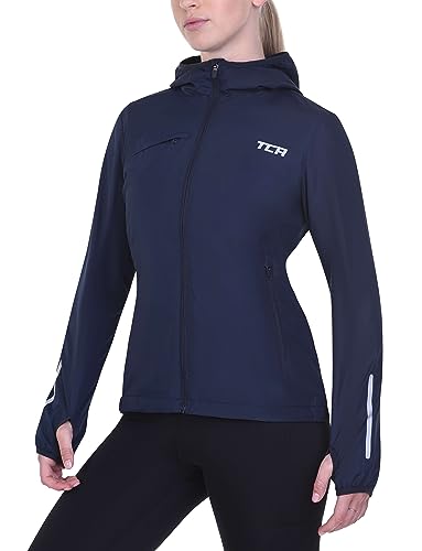 TCA Damen Lauf-Softshelljacke. Reflektierende atmungsaktive Packable-Jacke mit Reißverschlusstaschen - Dunkelblau, XS