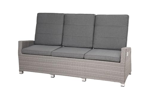 Ploß Cordoba Comfort 3-Sitzer Speise-/Lounge-Sofa, grau-meliert, Polyrattan, 210x84x110 cm, verstellbar