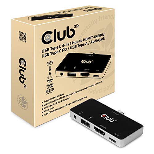 USB Typ C 4-in-1 Hub auf HDMI 4K60Hz USB Typ C PD / USB Typ A / Audio Buchse