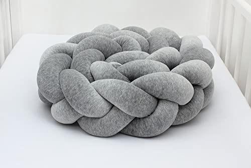 Scamp Bettschlange Nestchenschlange Bettumrandung geflochten Babybettschlange Bettrolle für Kinderbett (Grey, 180 cm)