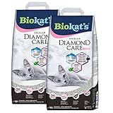 Biokat's Diamond Care Fresh Katzenstreu mit Duft, Hochwertige Klumpstreu für Katzen mit Aktivkohle und Aloe Vera, 1 Papierbeutel (1 x 10 L)