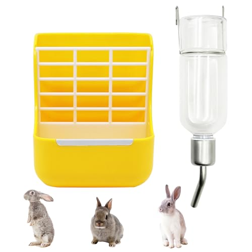 Kaninchen Futterspender und Gießkanne, 180 ml, für Kleintierbedarf, Meerschweinchen, Hamster (gelb)