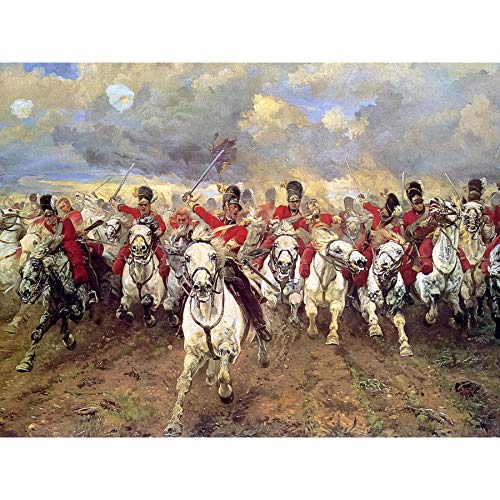 Thompson Scotland Forever Battle Waterloo Painting Large XL Wall Art Canvas Print Schottland Schlacht Wasser Malerei Wand