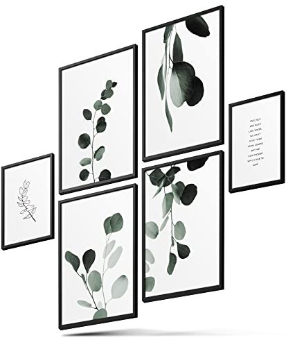 BLCKART Infinity Poster-Set Eucalyptus Love - beidseitig bedruckte Wandbilder - Premium Poster - Bilder zur Wanddekoration - Größe L 4x A3 und 2x A4