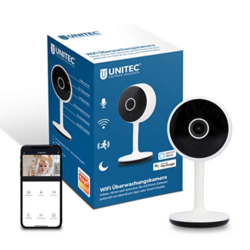Unitec WIFI Überwachungskamera | FULL HD Video-Kamera | Bewegungs- und Geräuscherkennung | Nachtsicht-Funktion