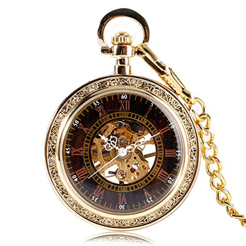 QHYTL Gentleman Taschenuhr Luxus Gold Damen Herren Taschenuhr, Antiker Schmuck Mechanische Taschenuhr, Einzigartiges Geschenk für Männer