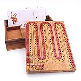 ROMBOL Cribbage, aus Holz mit Kartenspiel, Gesellschaftsspiel, Familienspiel, Brettspiel