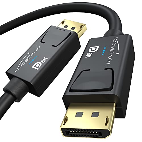 KabelDirekt – 2x 8K DisplayPort Kabel & DP Kabel, mit spezieller A.I.S. Schirmung&offizieller VESA Zertifizierung – 2m (für DP 1.4 Gaming-PC/Laptop/Grafikkarte/Monitor mit 4K@120Hz, 144Hz/165Hz/240Hz)