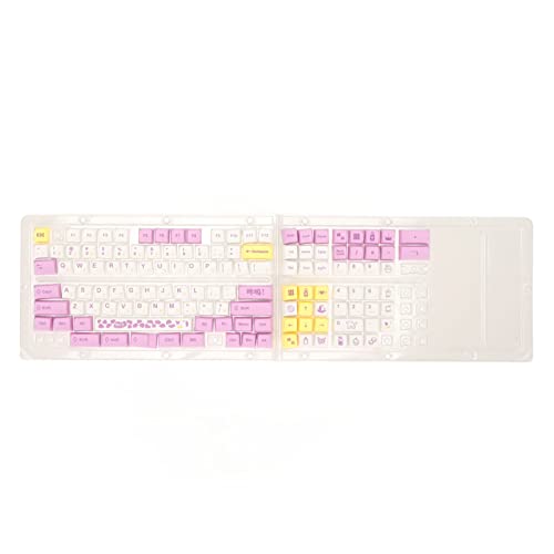 Heayzoki PBT Keycaps, 130 Tasten Keycap Heat Sublimation Keycap Set, Niedliche Keycaps für 84 87 96 98 100 104 108 Tasten Mechanische Tastatur Rosa Weiß