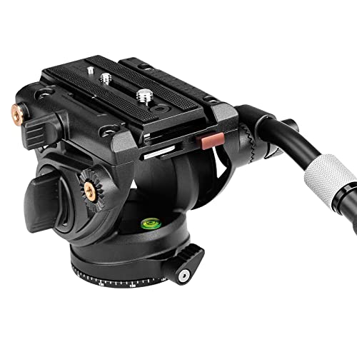 Cayer K6 Fluid Head, Metall Kamerastativkopf mit verstellbarem Schwenkgriff, Heavy Duty Videostativ Schwenk Neige Kopf für Videokameras, DSLR Kameras, Teleskope Stative Einbeinstative bis zu 13.2 lbs