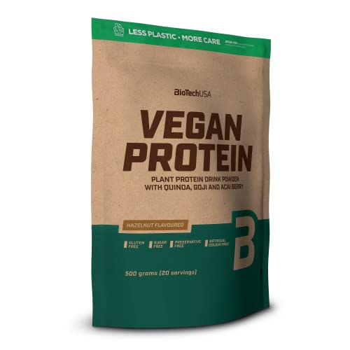 3 x Biotech USA Vegan Protein, 500g Beutel , Haselnuss (3er Pack)