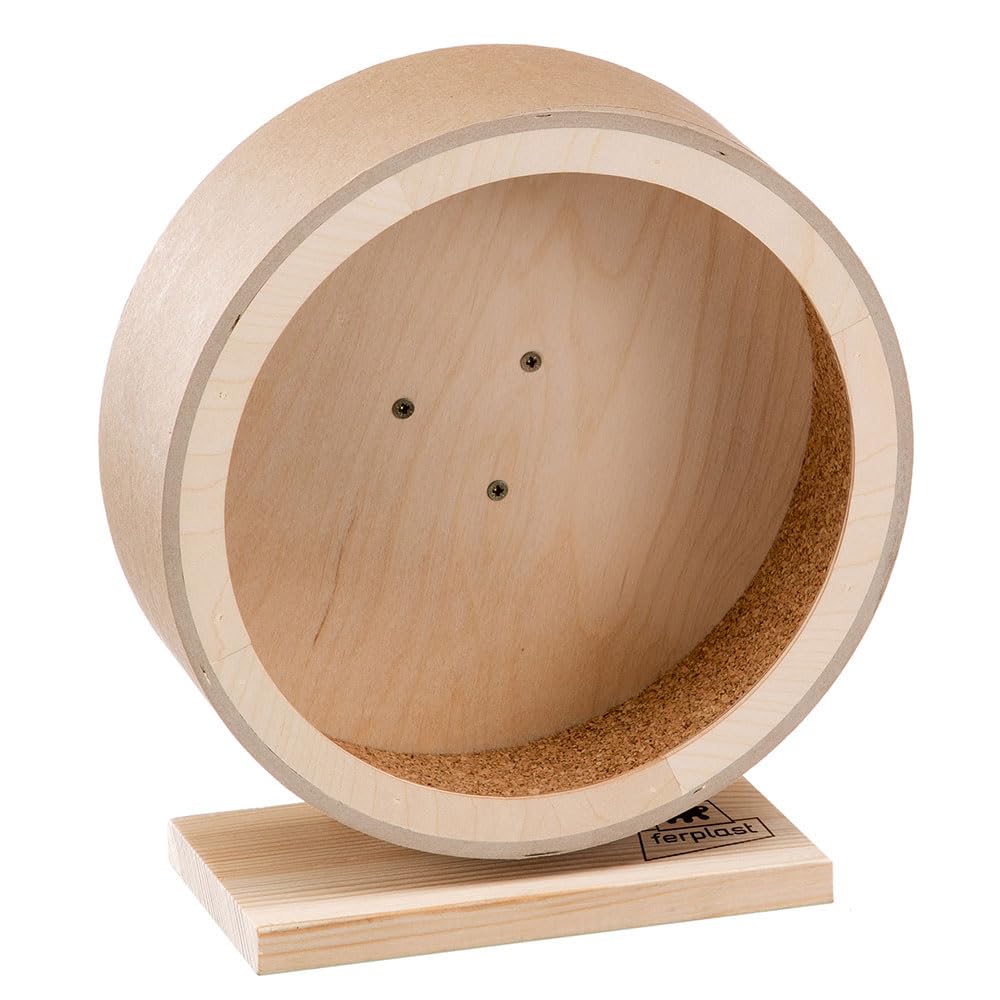 Ferplast Holzlaufrad Hamsterrad aus Holz, Laufrad Hamster Mäuse, Durchmesser 21 cm