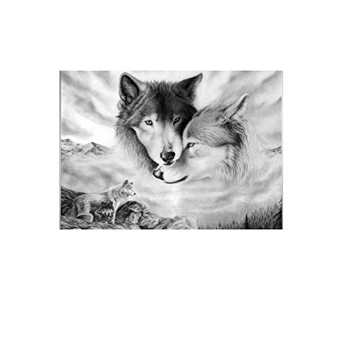 HONGC Drucke auf Leinwand Dekorative Wolfsbilder Tiere Leinwandmalerei Plakate Wand Wohnkultur Poster Bilder Ölgemälde Kunstwerk für Wand 50x70cm / 19.6 ”x27.5” Kein Rahmen
