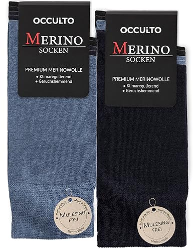 Occulto Herren Merino Socken 10er Pack (Modell: Gerhard) Schwarz Blau Navy 47-50