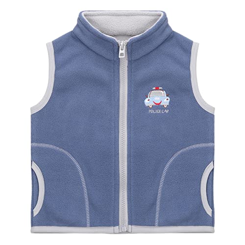 Camilife Baby Kleinkind Kinder Jungen Mädchen Polar Fleece Weste Stehkragen Reißverschluss Fleeceweste Kinderweste Ärmellose Kinderjacke Cartoon Kleinwagen Pattern Dunkelblau Herstellergr. 100