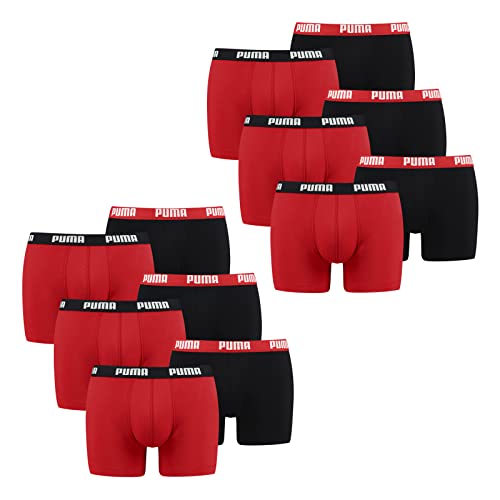 Puma 12 er Pack Boxer Boxershorts Men Herren Unterhose Pant Unterwäsche, Bekleidungsgröße:XXL, Farbe:786 - Red/Black