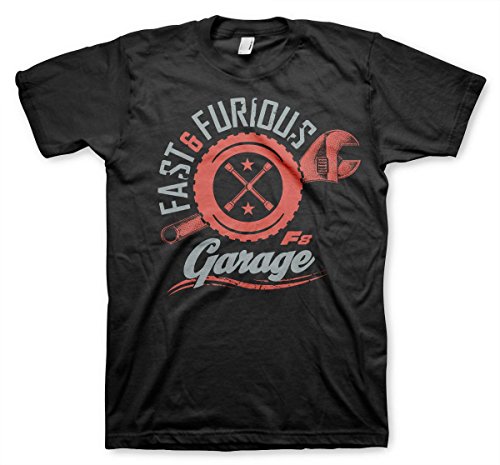 Fast & Furious 8 T-Shirt The Fate of The Furious Garage, Schwarz (S)