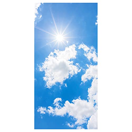 Deco Woerner Textilbanner blauer Wolkenhimmel 1 x 2 m mit Hohlsaum schwer entflammbar UV best