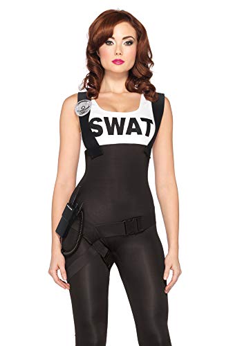LEG AVENUE 85168 - 3Tl. Kostüm Set Swat Hot Babe, Größe L, schwarz, Damen Karneval Kostüm Fasching