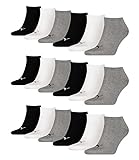 PUMA 18 Paar Sneaker Invisible Socken Gr. 35-49 Unisex für Damen Herren Füßlinge, Farbe:882 - grey/white/black, Socken & Strümpfe:43-46