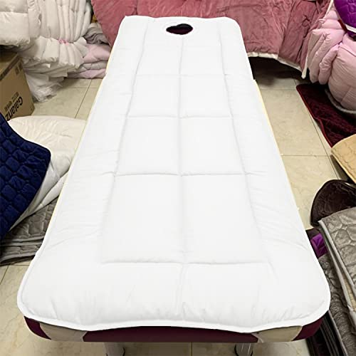 Rutschfester Lash Bed Topper Mit Quadratischem Kopf Massageliege Matratzenauflage Mit/Ohne Atemloch SPA-Bettabdeckungsschutz Für Schönheitssalon Massagezubehör,White1,60x180cm