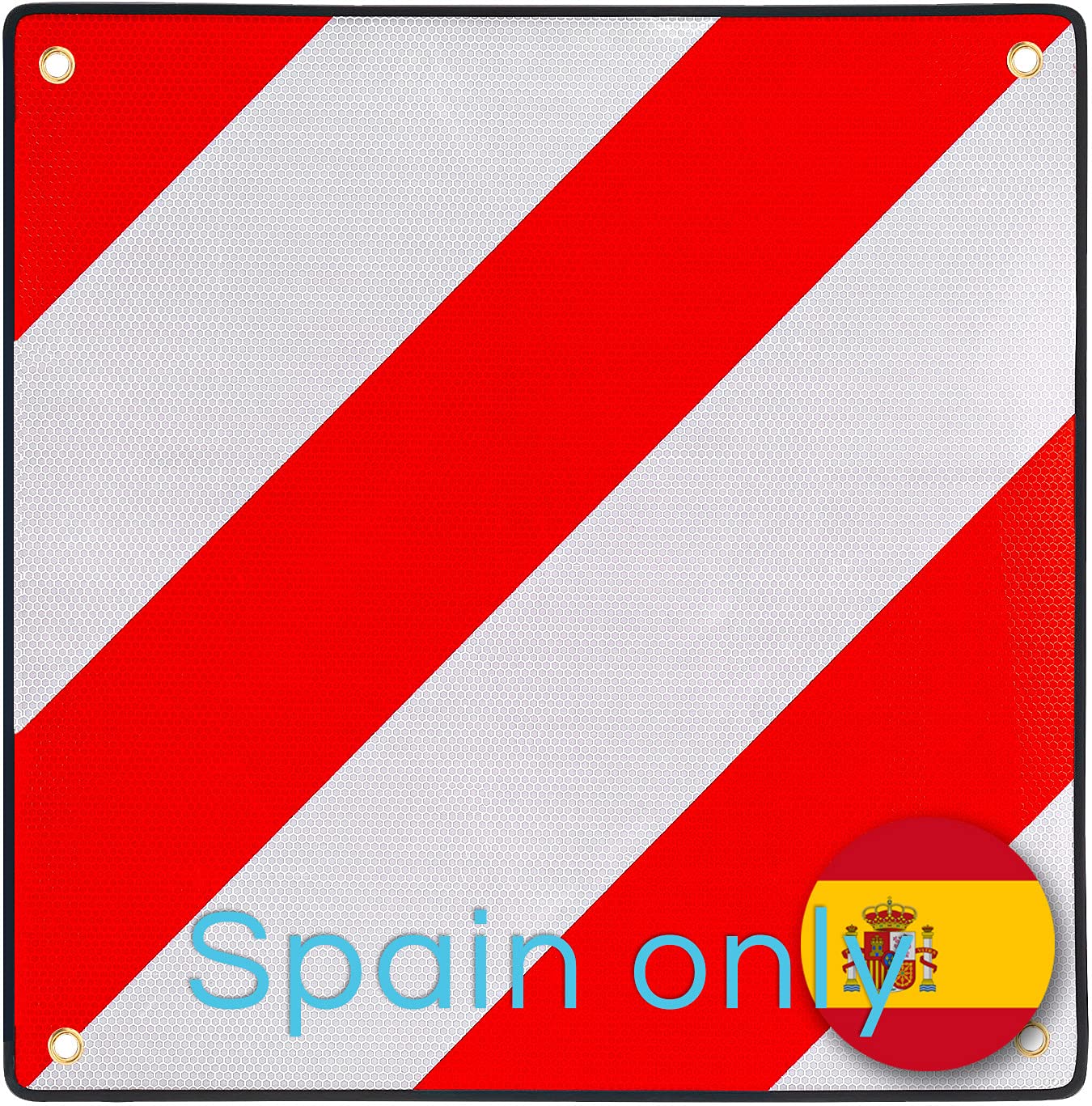 PLANGER® - Warntafe Spanien (50 x 50 cm) - Reflektierendes Warnschild rot weiß für Heckträger u Fahrradträger
