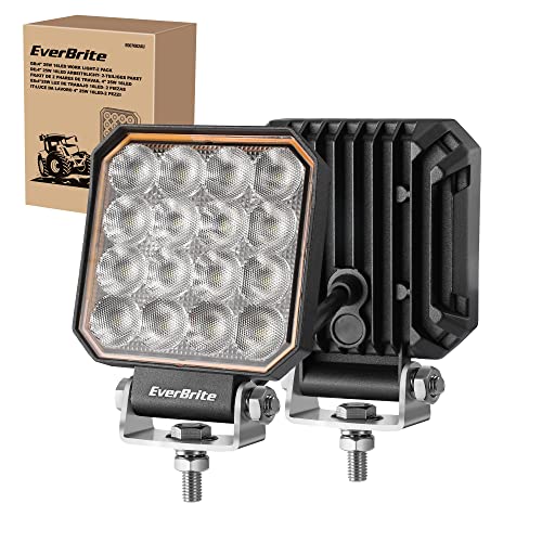 EverBrite LED Arbeitsscheinwerfer 12V/24V, 2tlg. 25W Zusatzscheinwerfer Set, Arbeitslicht mit 16 LEDs, IP66 Wasserdicht, Scheinwerfer für SUV Auto Traktor Bagger Off-Road-Fahrzeuge
