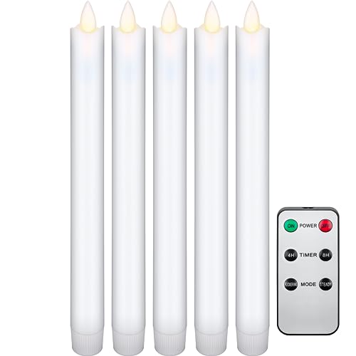 Goobay 49867 5 Kabellose LED-Echtwachs-Stabkerzen - mit Fernbedienung, Timer, kabellos, weiß