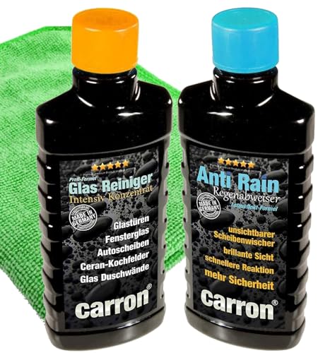carron® Anti-Rain Regenabweiser Auto Frontscheibe Glasversiegelung Set für regenabweisenden Lotuseffekt mit Tiefen-Reiniger und Versiegelung (ADV-Pack)
