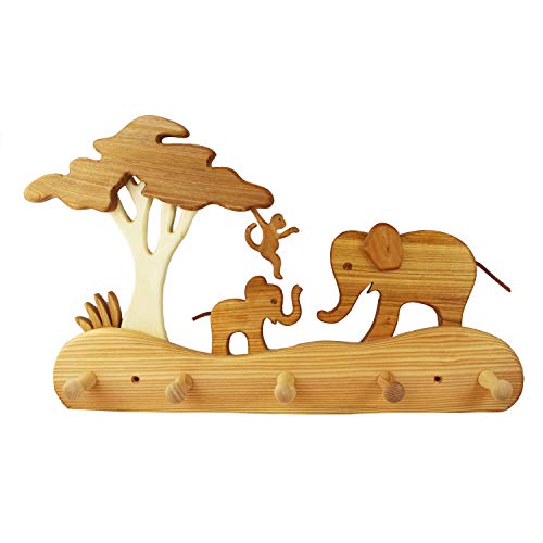 Kindergarderobe aus Holz Elefanten, Kindergarderobe Handgemacht Tiermotiv, Weihnachten