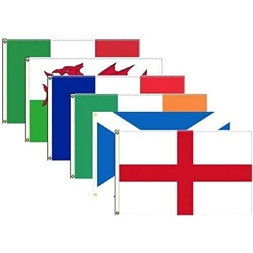 AZ FLAG KIT 6 FLAGGEN SIX Nations Rugby 90x60cm - Pack SECHS Nationen Fahne 60 x 90 cm - flaggen Top Qualität