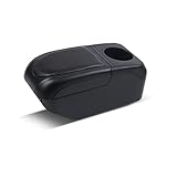 Auto Armlehnen Mittelkonsole für Suzuki Ignis Neue Kohlefaser Armauflage Doppelschicht Staufach Leder Aufbewahrungsbox mit 6 USB Handyhalter Aschenbecher Getränkehalter,Schwarz