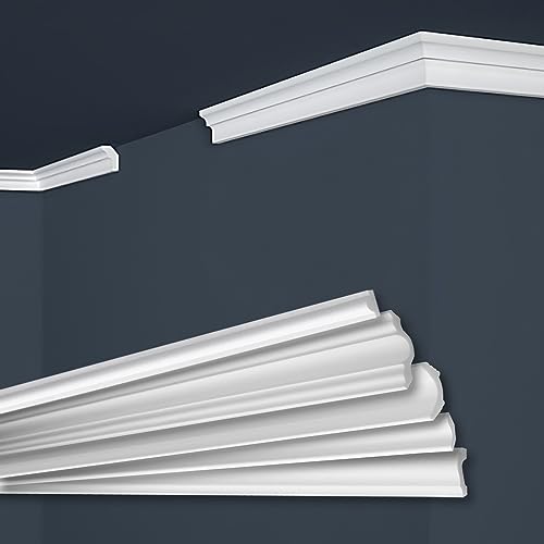Marbet Deckenleisten aus Styropor XPS - Hochwertige Stuckleisten leicht & robust im modernen Design - (50 Meter Sparpaket E-02-17x25mm) Zierleisten