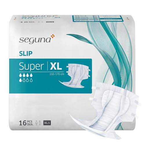 SEGUNA Slip Super, Inkontinenz Windeln für Erwachsene, Frauen, Männer, Windeln bei schwerer Blasenschwäche, Stuhlinkontinenz (XL (Beutel 16 Stück))