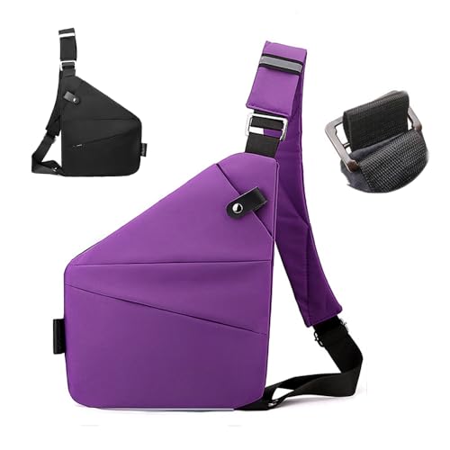 Trywanderplus Anti Theft Travel Bag, Anti Theft Crossbody Bags Slim Sling Bag Cross Body Travel Bag for Women Men, Personal Flex Bag, Shoulder Bag (Purple-2,Left Shoulder)