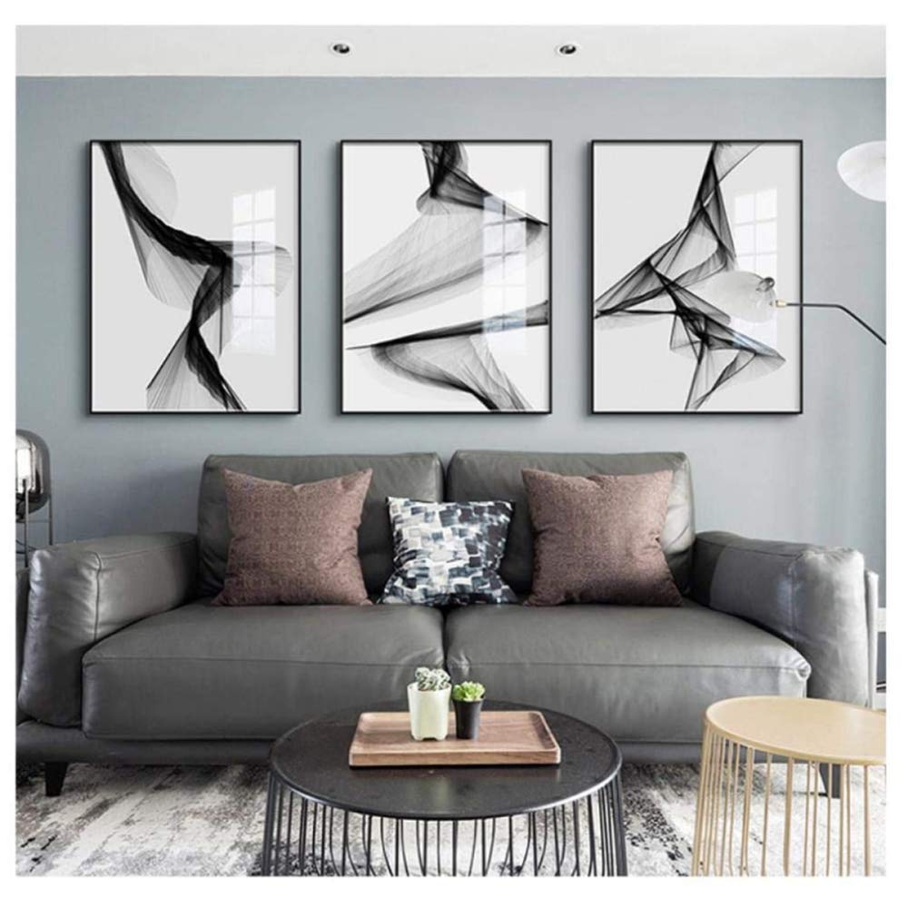 SXXRZA Wunderschönes Bild 3x40x60cm ohne Rahmen Abstrakte Linie Schwarz Weiß Kunst Wandkunst Leinwand Malerei Poster Bild für Wohnzimmer Morden Home Decor